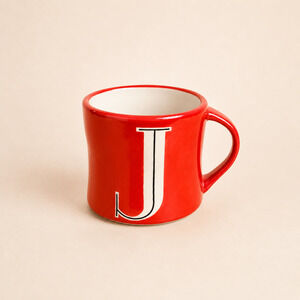 Anthropologie Colorway Monogram Letter J Mug Hand Painted Ceramic Coffee Cup